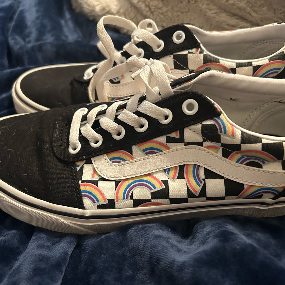 Vans Black and White Rainbow Sneakers
